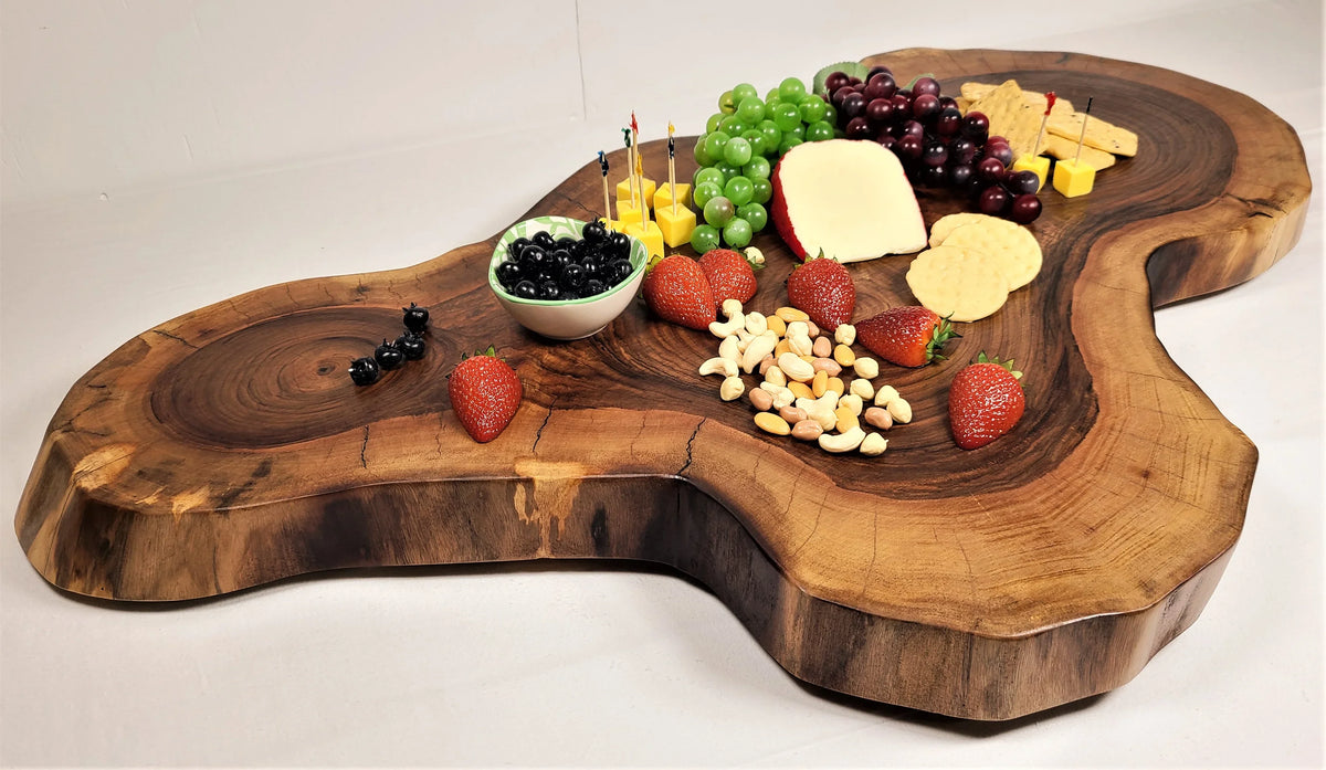 live edge large charcuterie board walnut that can hold a large amount of any type of food