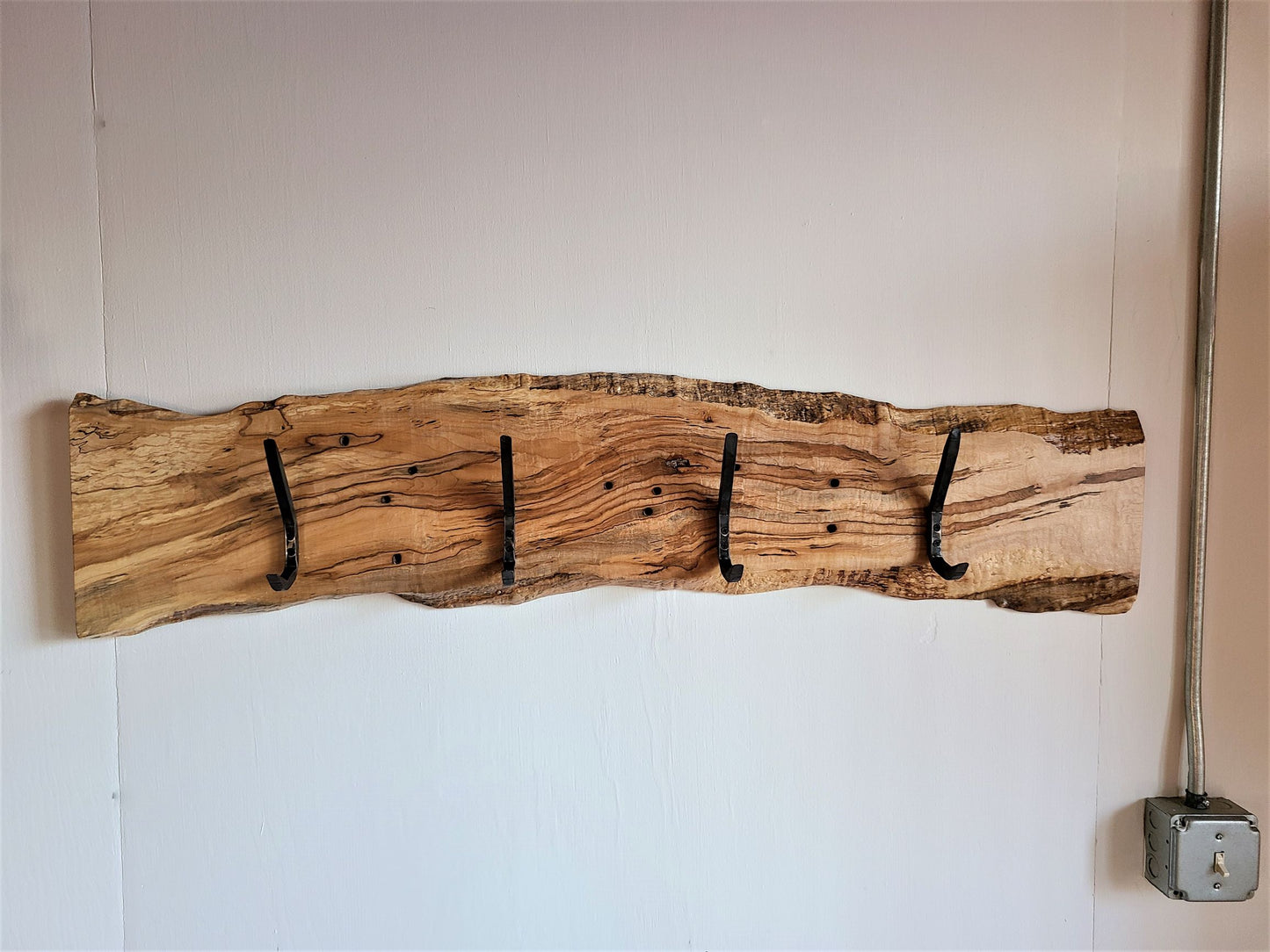 rustic coat rack live edge hook board