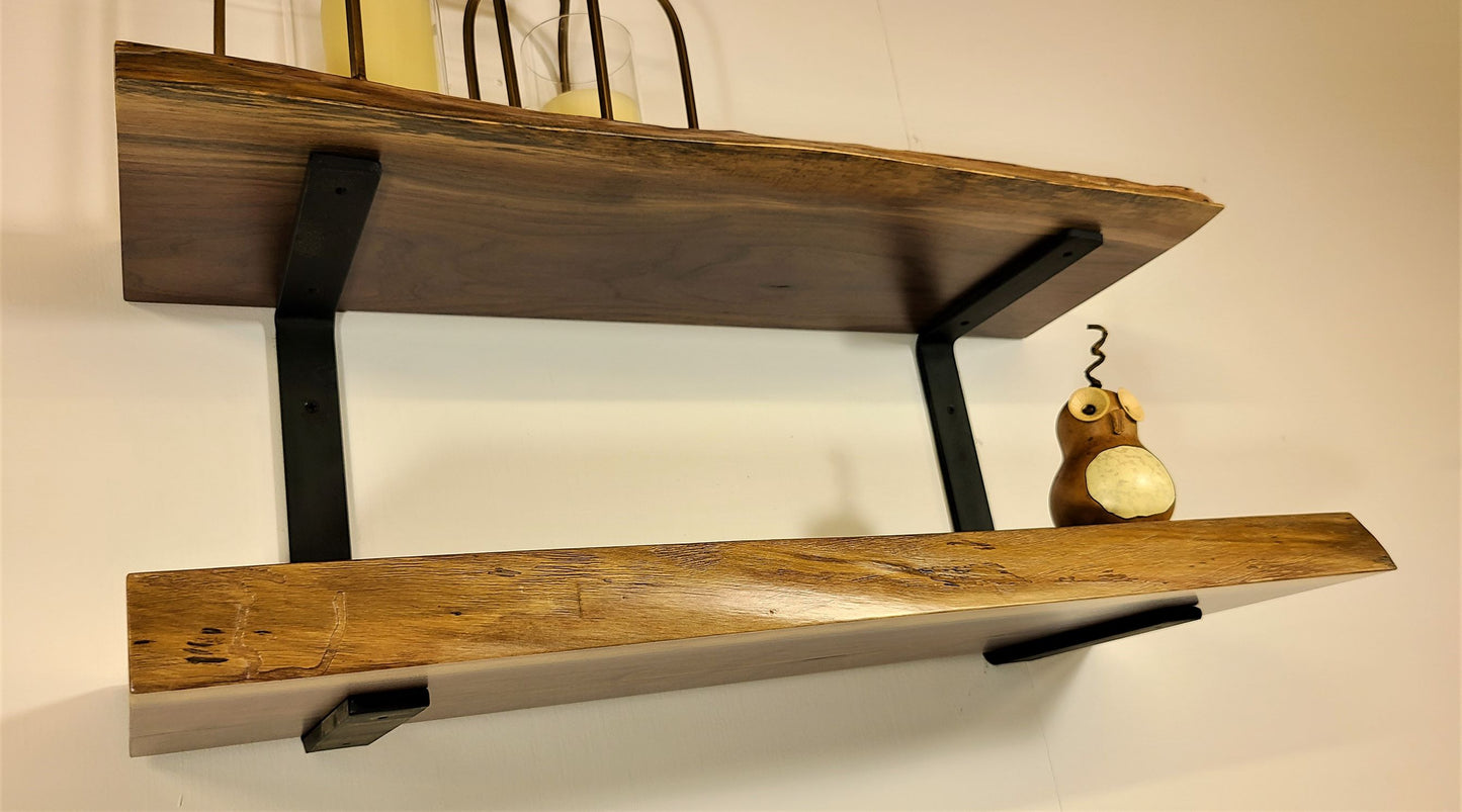 live edge walnut floating shelves, walnut floating shelf