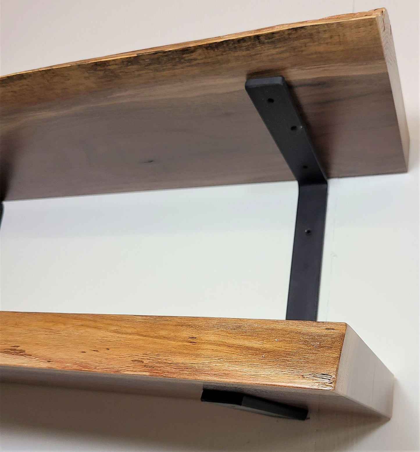 rustic walnut floating shelves, solid wood live edge floating shelves
