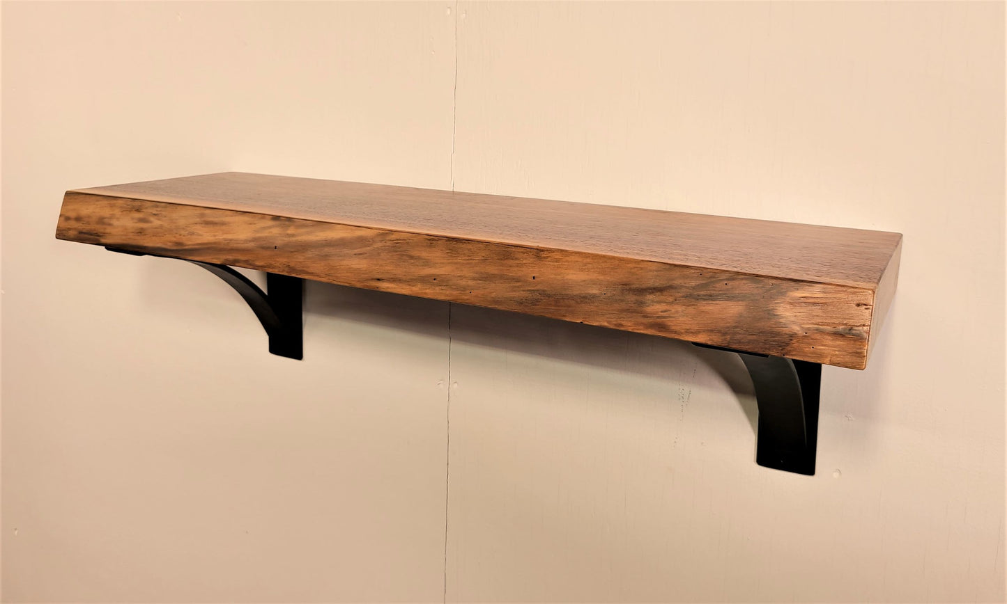 rustic floating shelves live edge walnut
