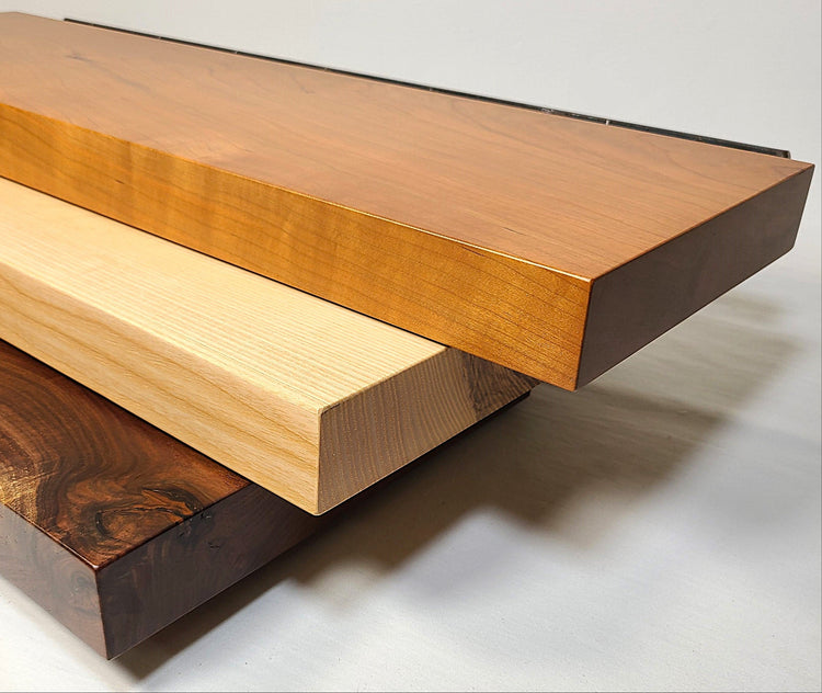 Wood Floating Shelves, Floating Bookshelves, solid cherry live edge floating shelf 