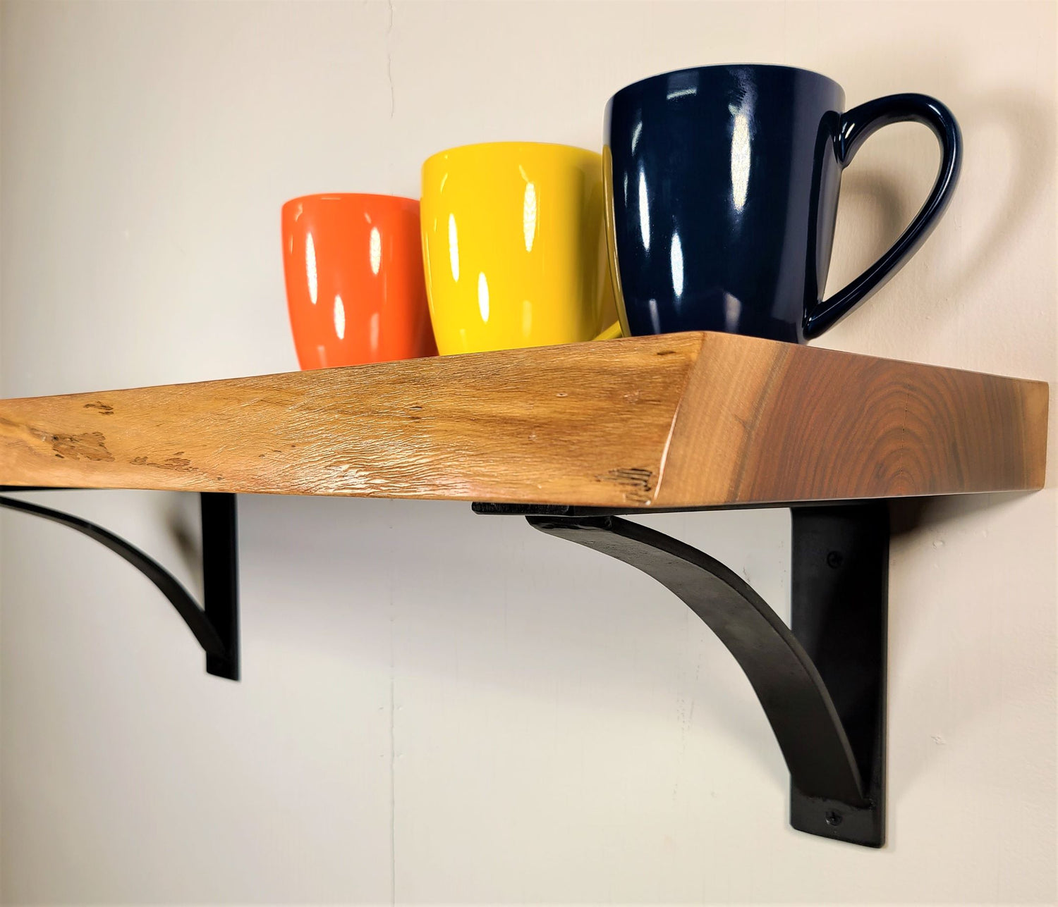 Wood Shelving, walnut bookshelves, rustic shelves, modern shelves, live edge shelves, flat edge shelves