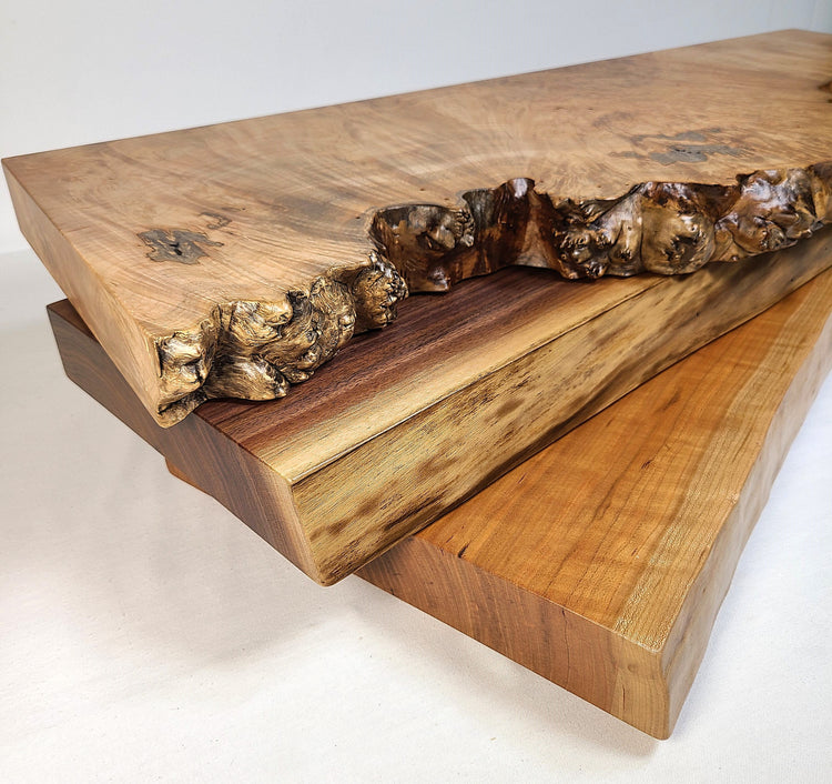 Wood Floating Shelves, Floating Bookshelves, solid cherry live edge floating shelf 