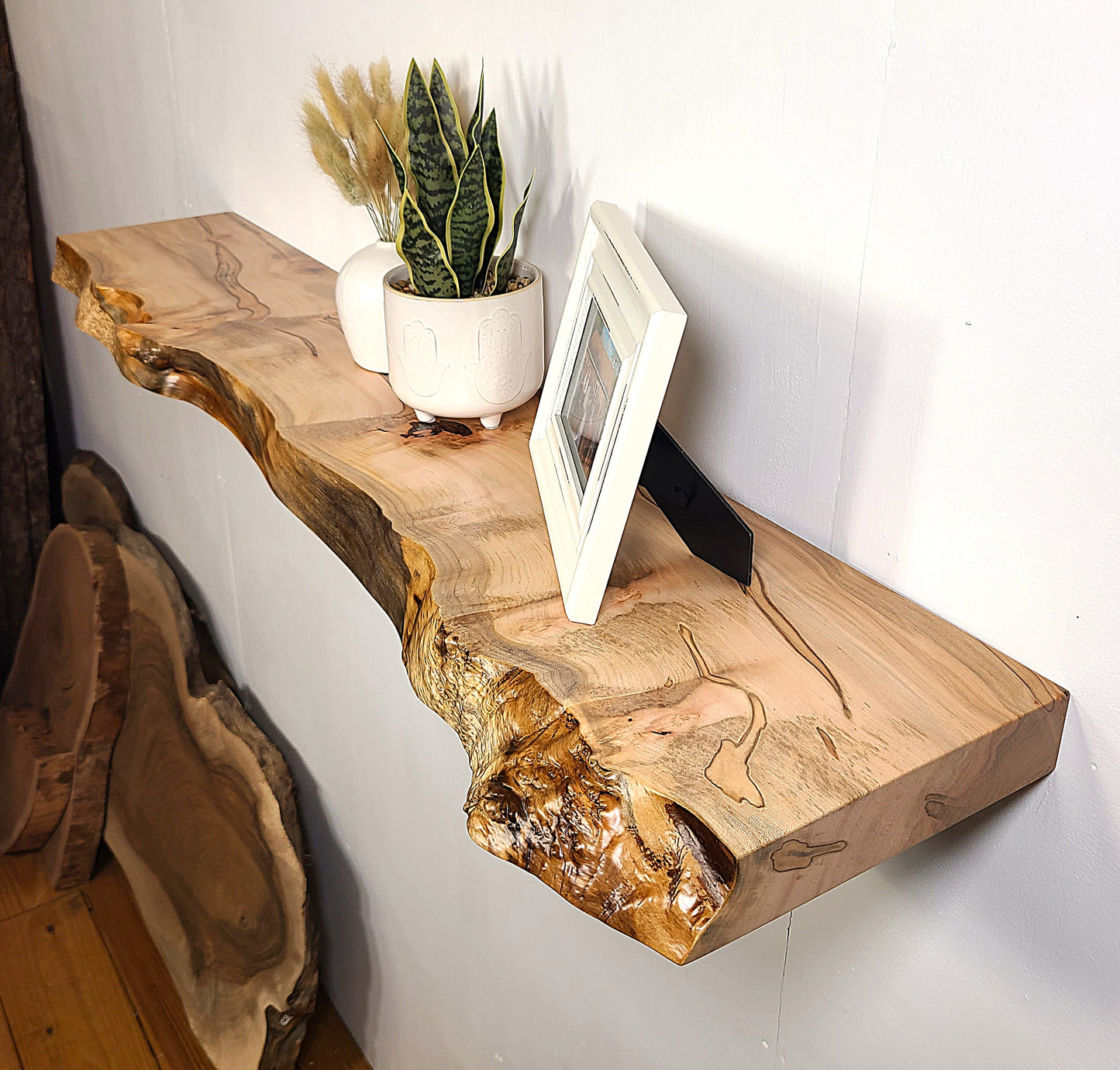 LIVE EDGE AMBROSIA MAPLE FLOATING SHELVES