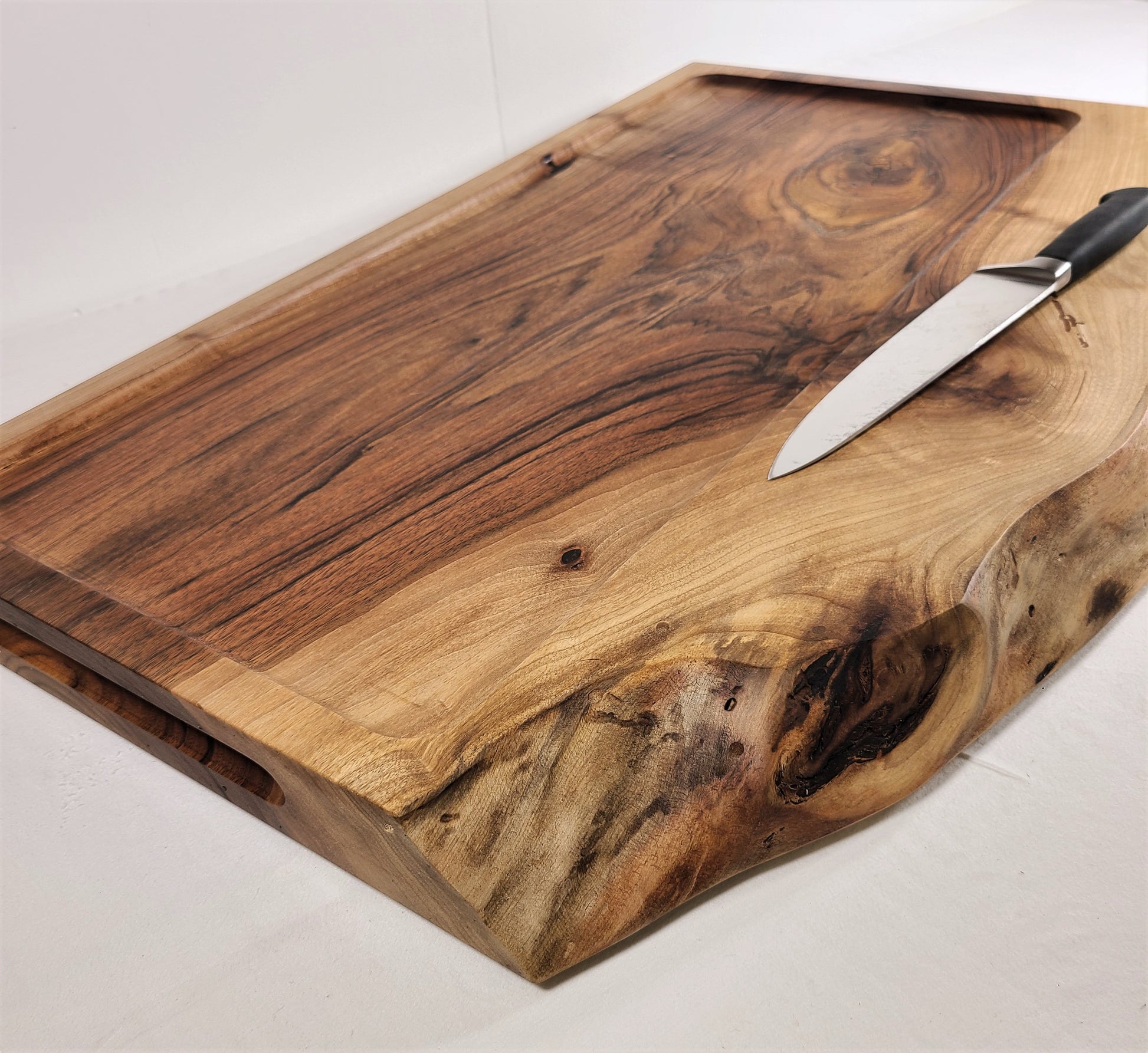 extra large carving board used to carve meat and poultry, beautiful live edge custom cutting board made in USA by ZimBoards