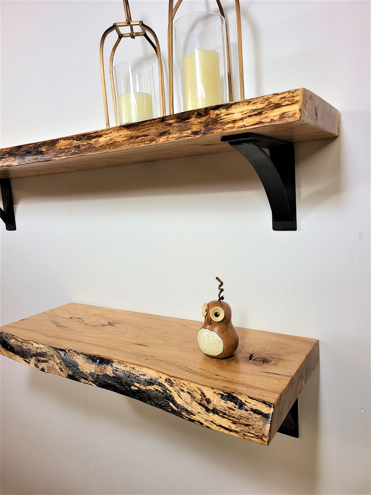 LIVE EDGE MAPLE ARCH BRACKET WALL SHELF