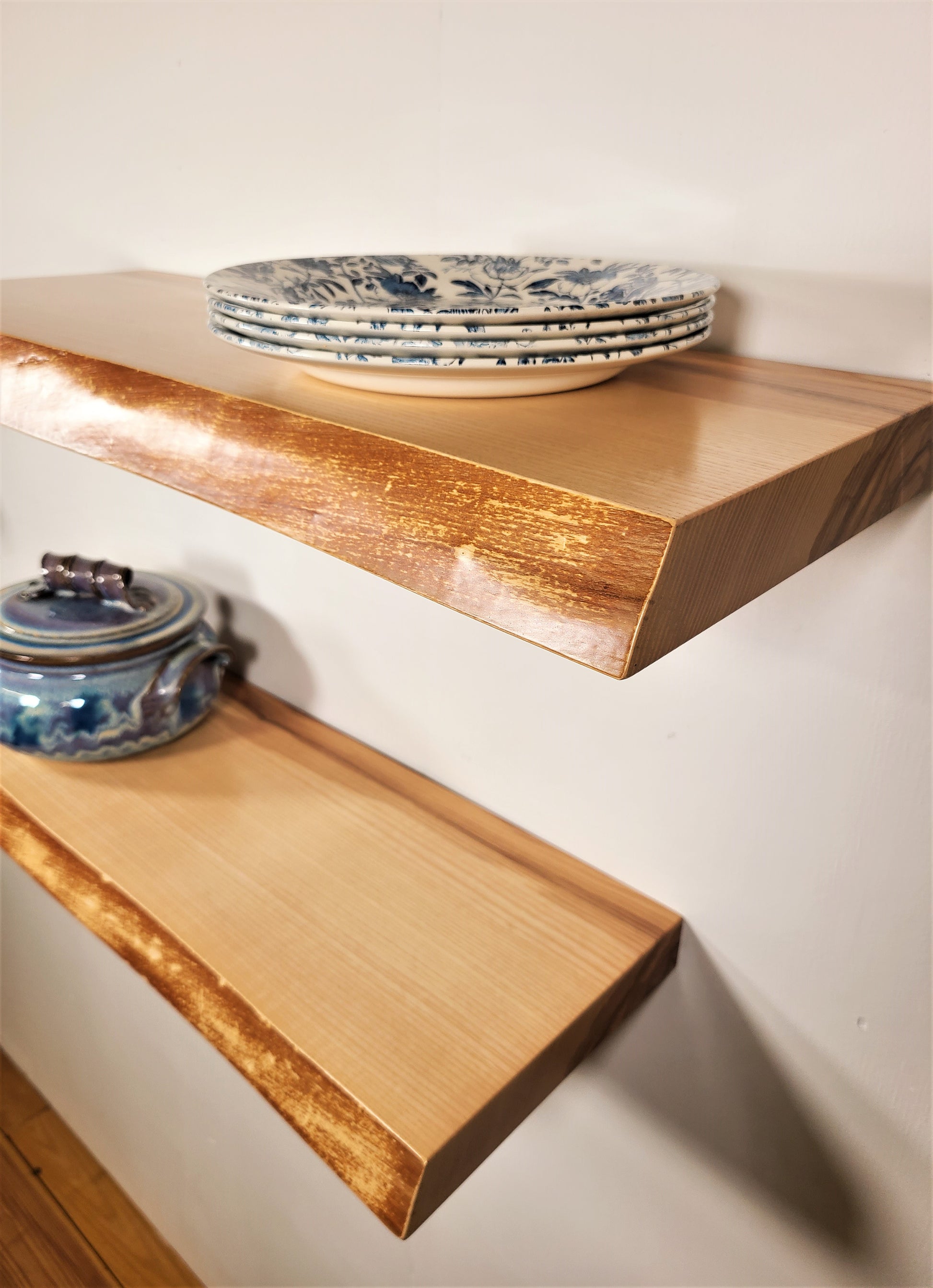 Live Edge Ash Floating Shelf 
