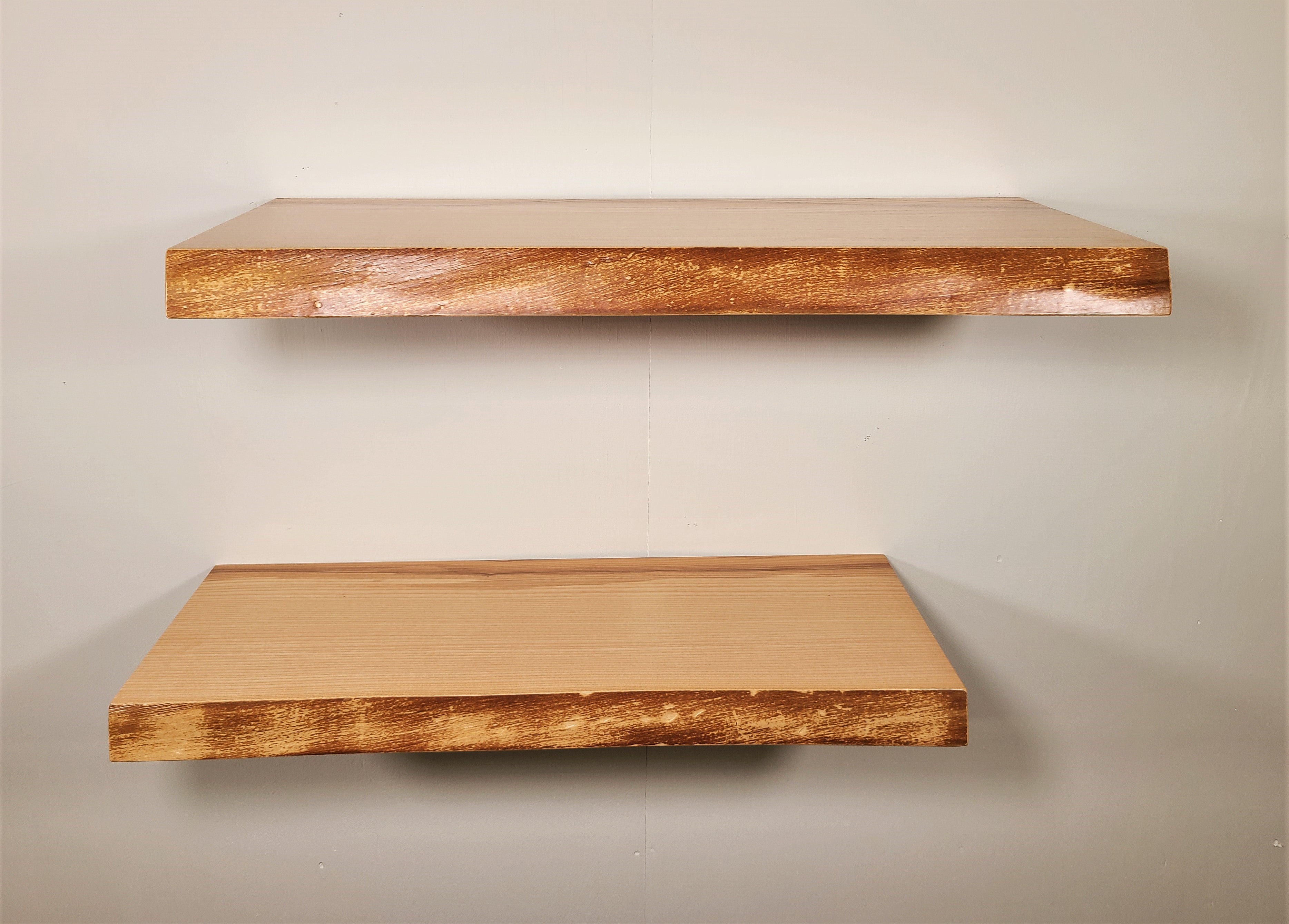 Ash wood floating shelves for the kitchen