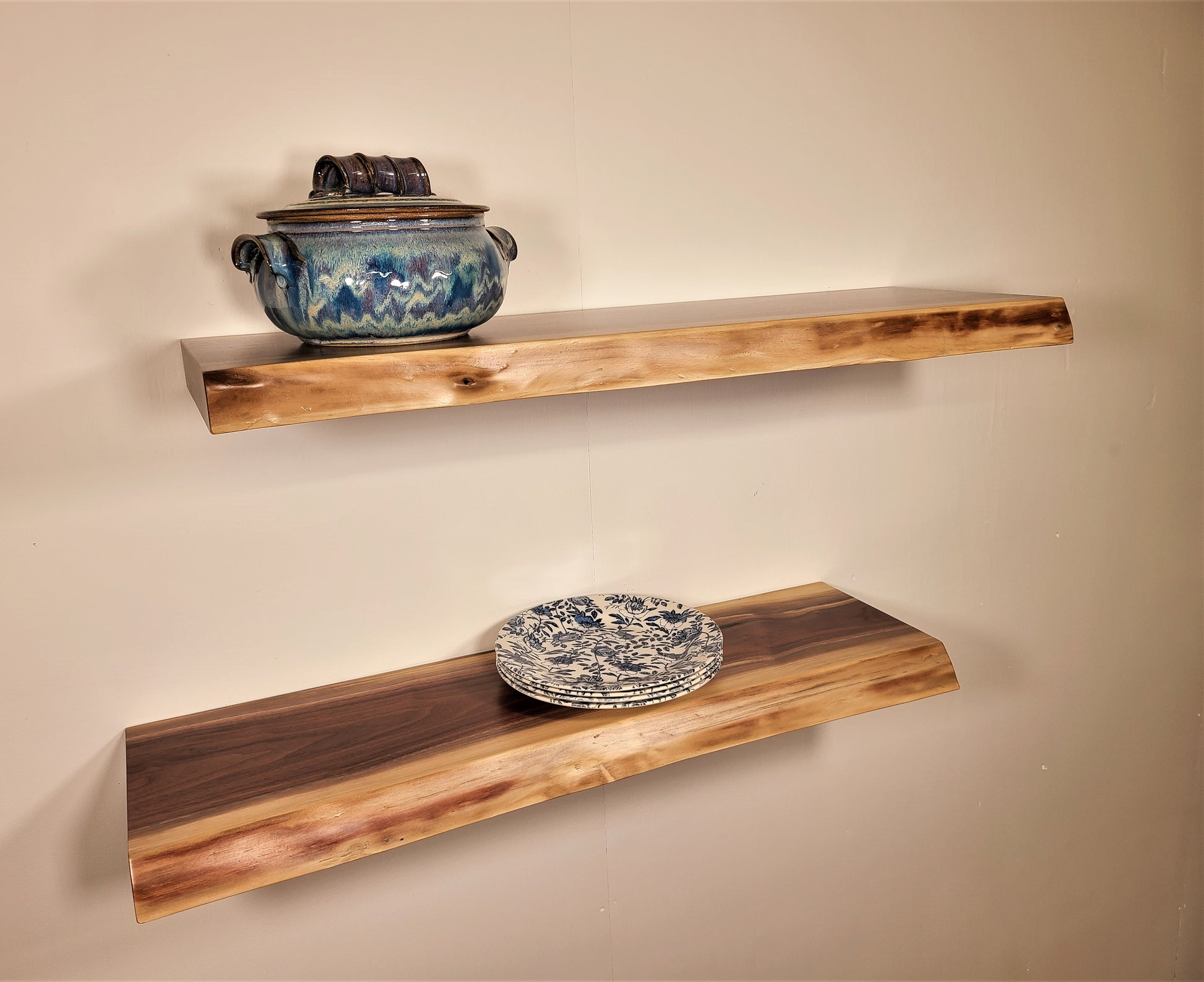 FLYJOE Floating Shelves For Wall Decor, Rustic Solid Elm Wood