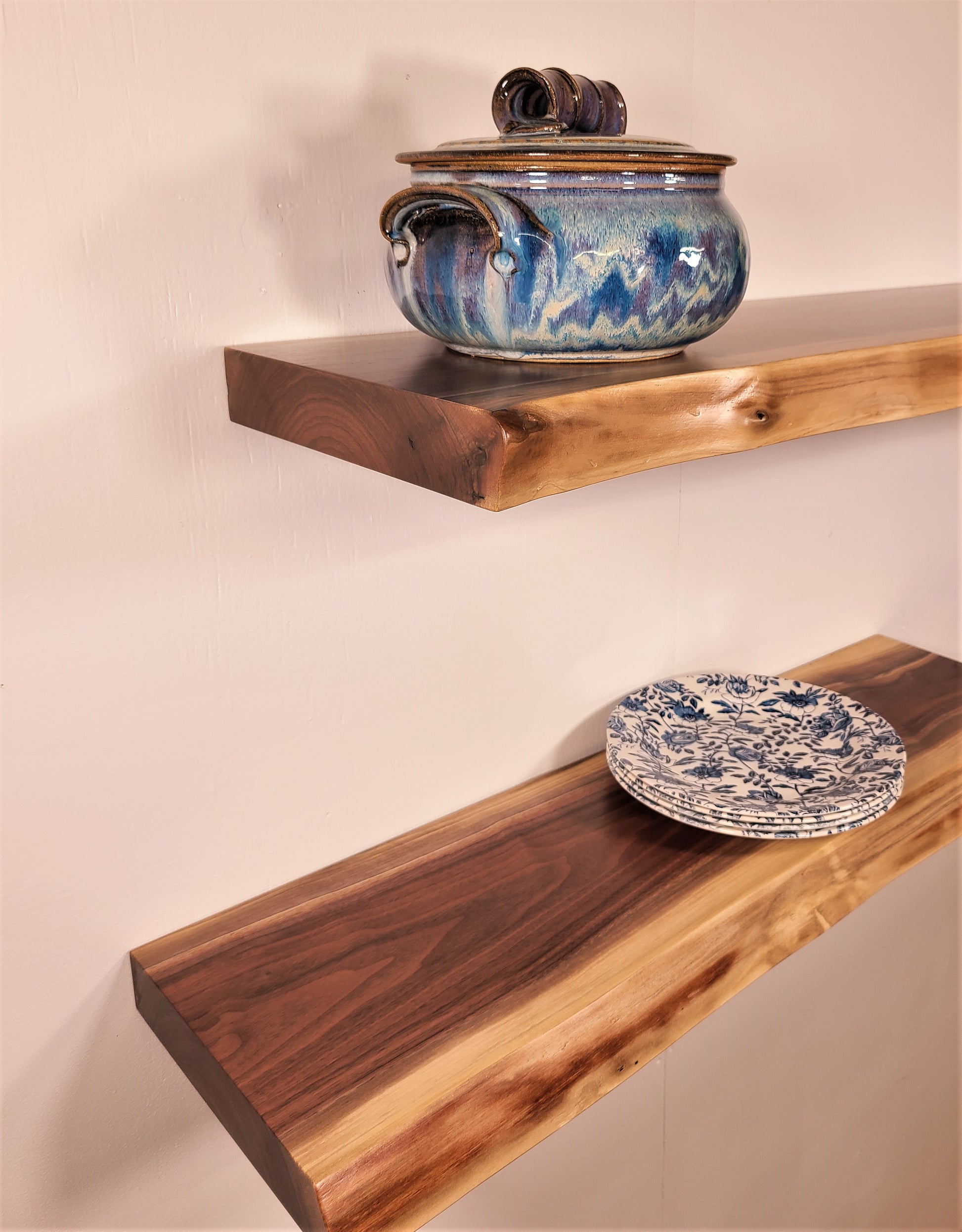 Black Walnut Natural Edge Floating Shelf