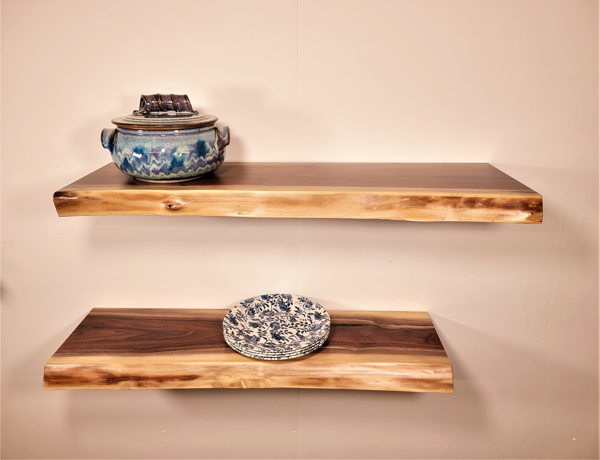 Live Edge Walnut Floating Shelves