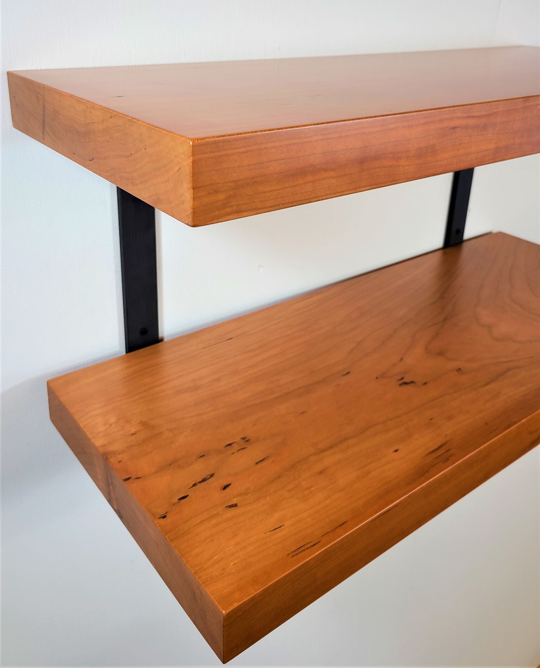 cherry solid wood floating shelves, wooden kitchen shelves, farmhouse shelves