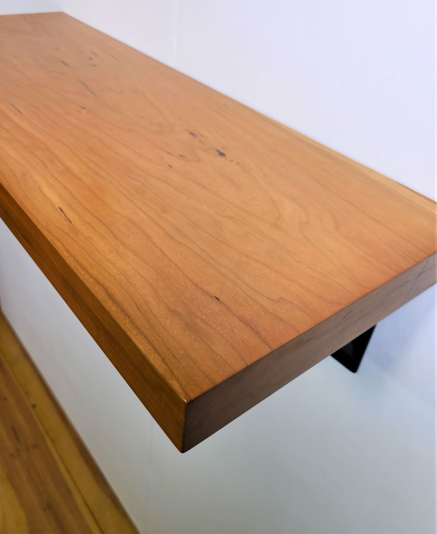 cherry wood rustic floating shelves