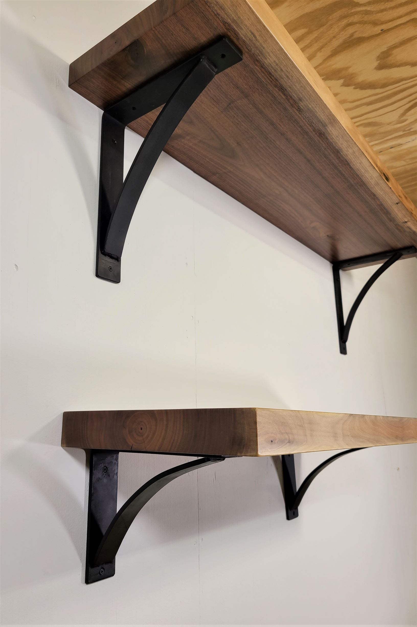 walnut rustic floating shelves, bracket for shelves included