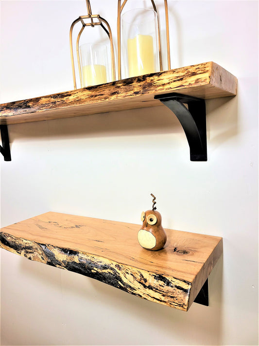 LIVE EDGE MAPLE ARCH BRACKET WALL SHELF
