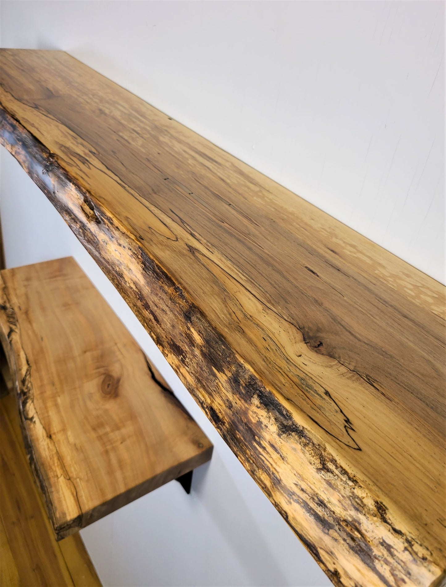 LIVE EDGE MAPLE ARCH BRACKET WALL SHELF