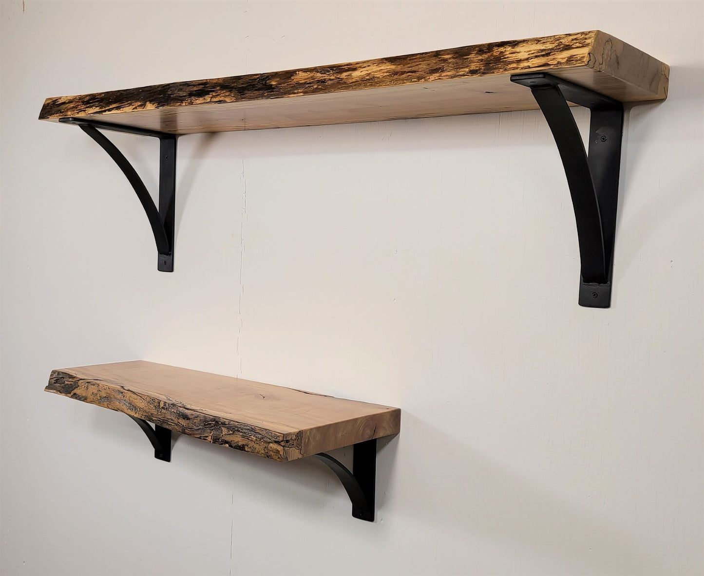 LIVE EDGE MAPLE ARCH BRACKET WALL SHELF