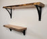 Kettle Creek Live-Edge Maple Wall Shelf w/ Steel Arch Brack