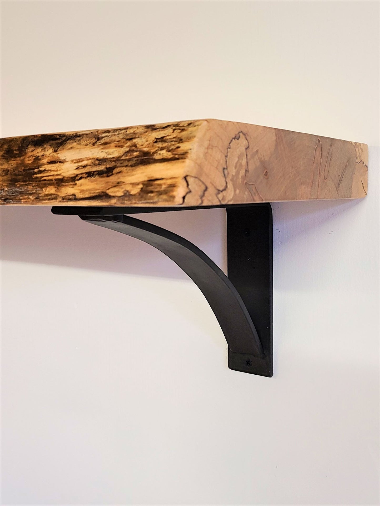 LIVE EDGE MAPLE ARCH BRACKET WALL SHELF