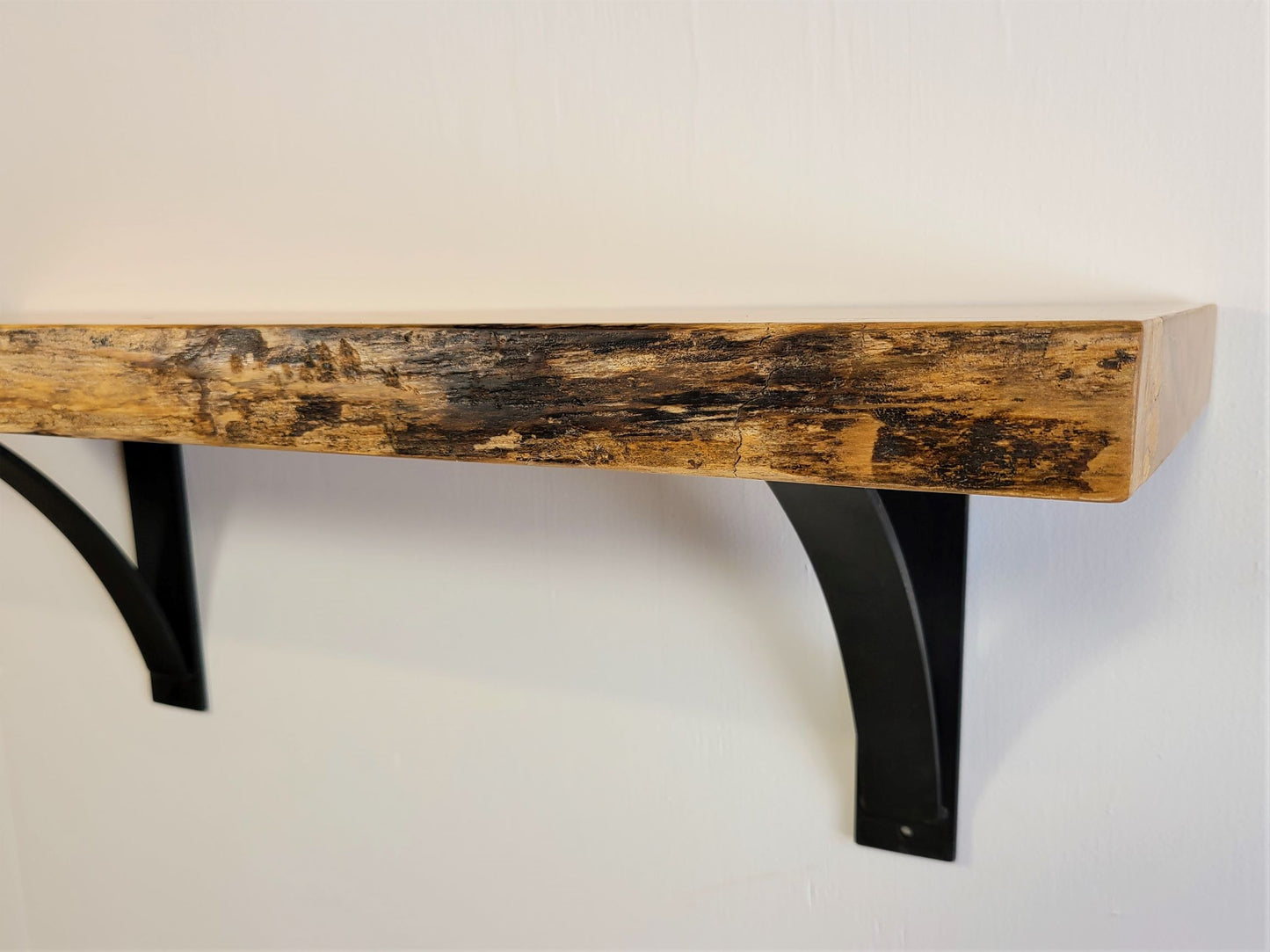 LIVE EDGE MAPLE ARCH BRACKET WALL SHELF