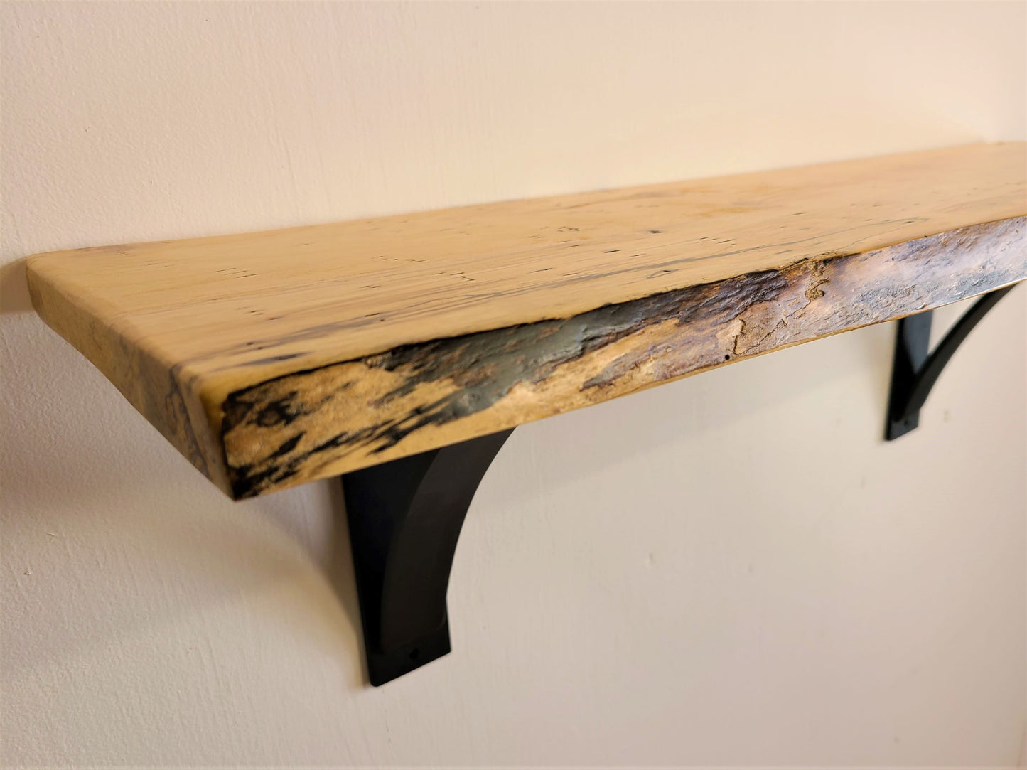 LIVE EDGE MAPLE ARCH BRACKET WALL SHELF