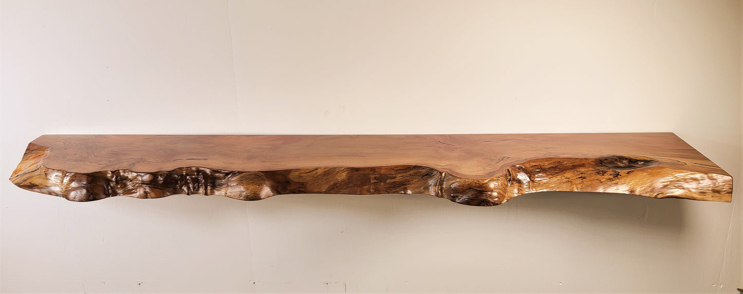 long live edge floating shelf, kitchen, office, bedroom or bathroom floating shelf, unique sycamore wood floating shelf