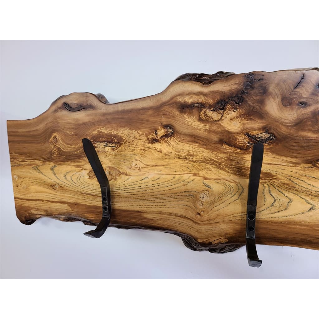CHINESE ELM HOOK BOARD  COAT RACK  4 HAND FORGED STEEL double hooks
