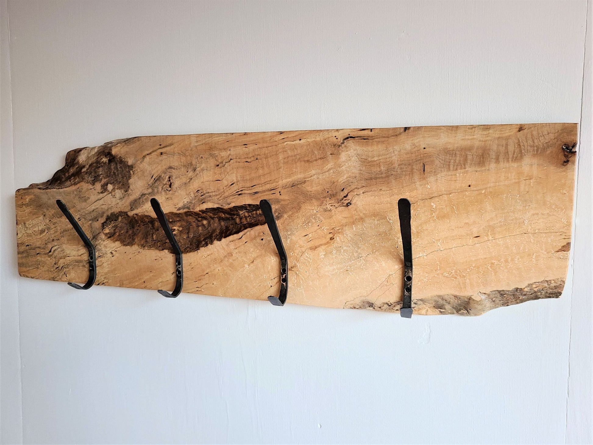 coat rack Silver Maple Hook Board  Hand Forged Simple Hooks 