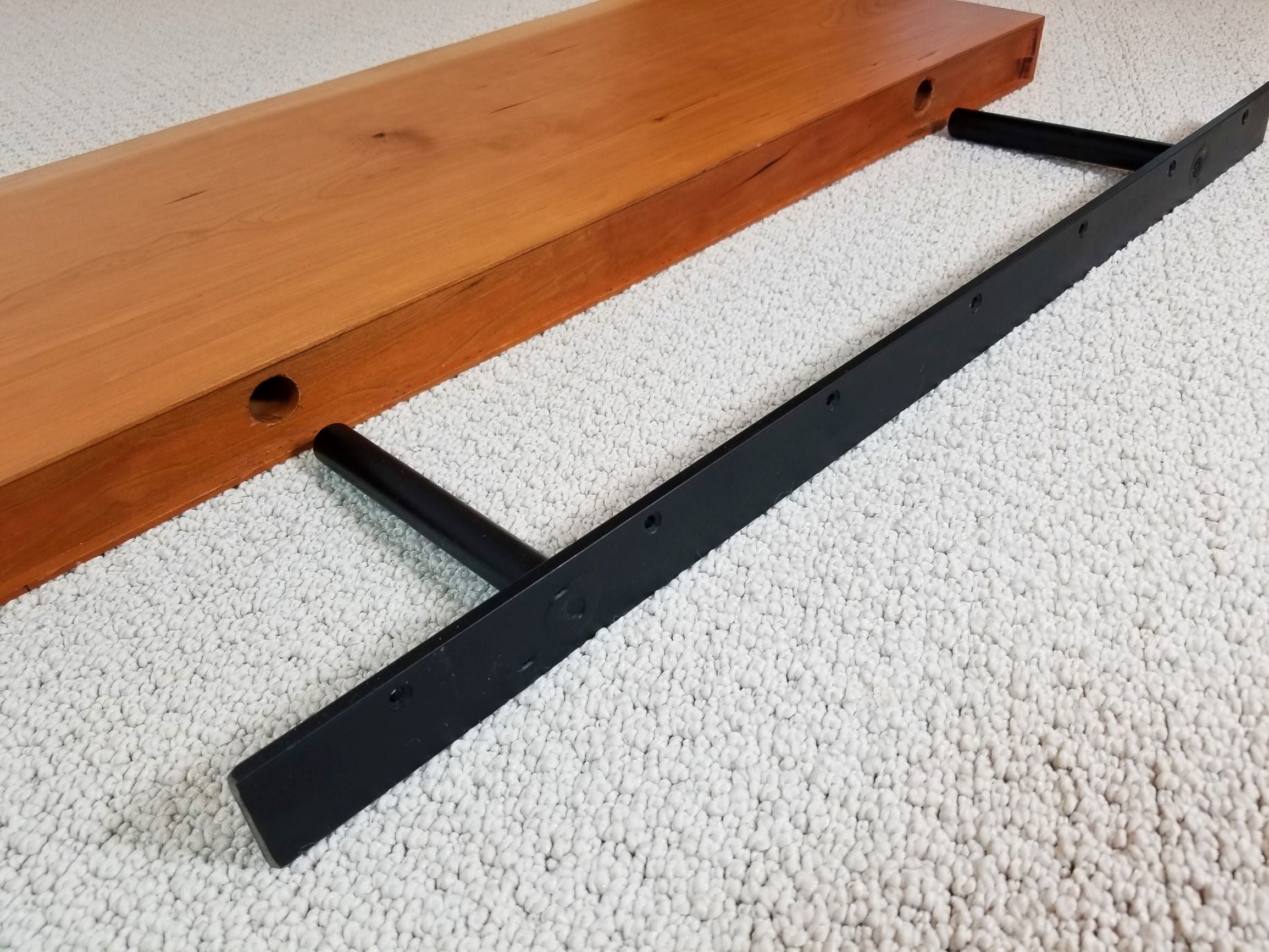 ZimBoards steel bracket for floating shelf  shown from back
