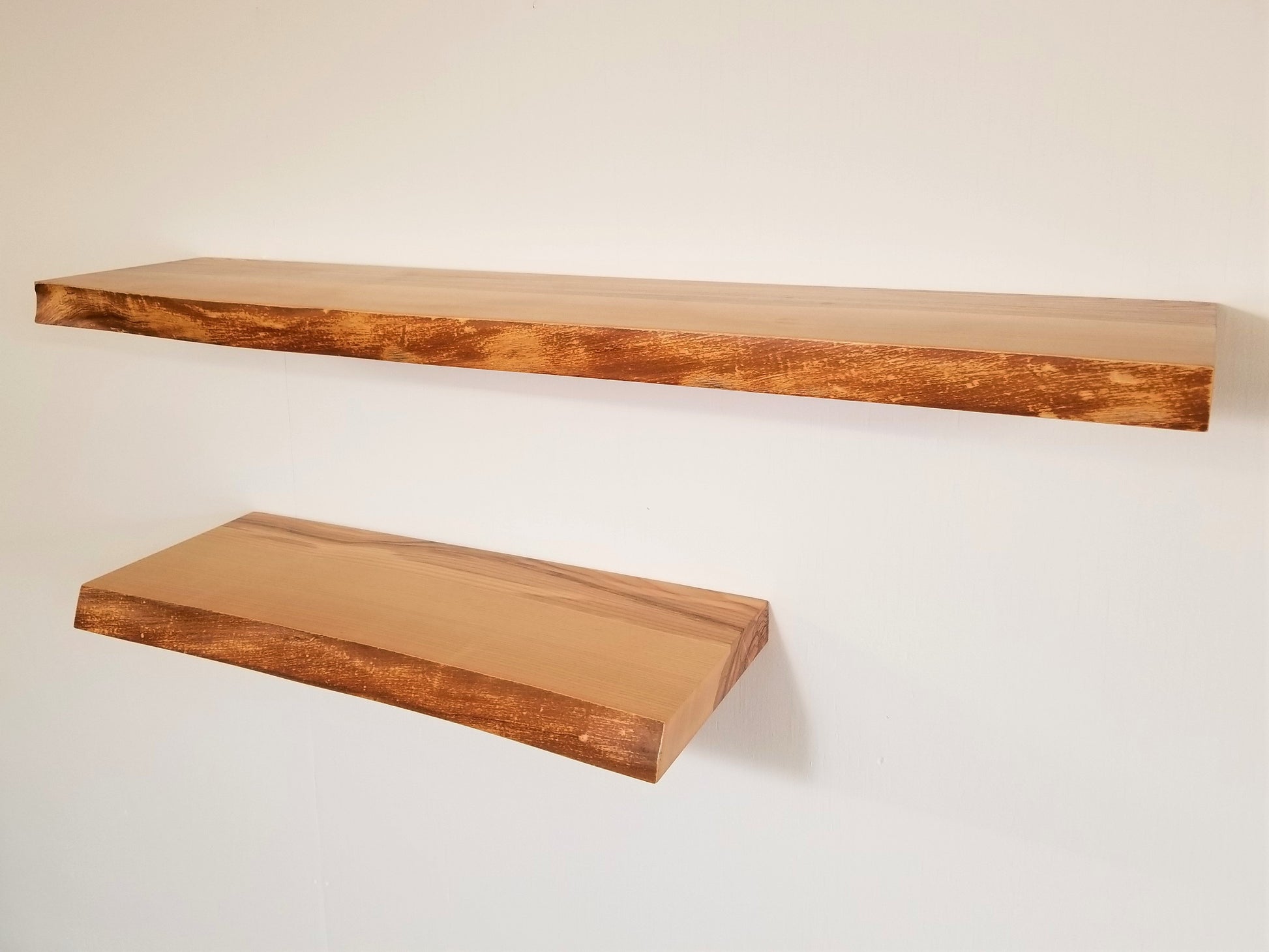 wood floating shelves, modern shelving
