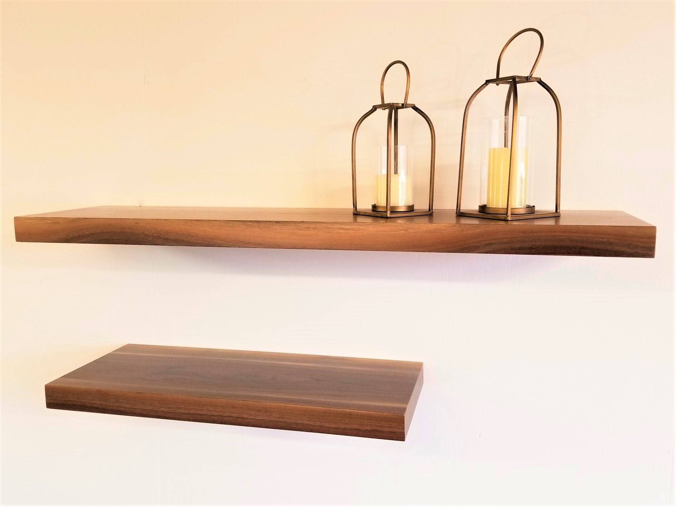 Modern shelving for bathroom, wood floating shelves