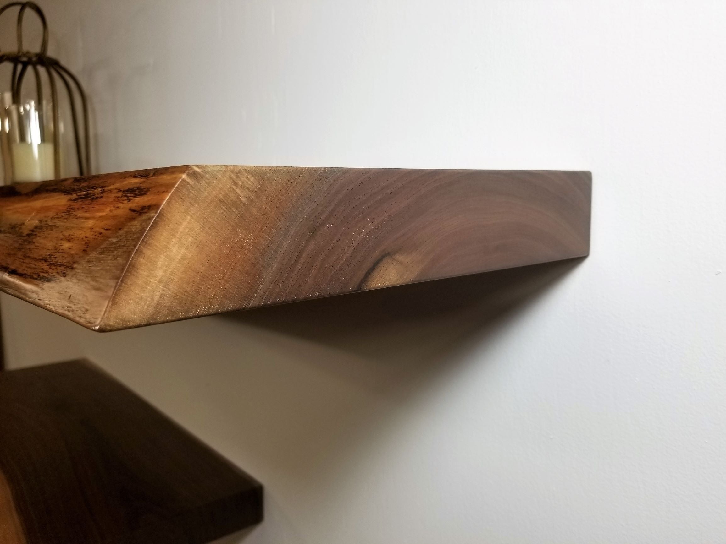 Black Walnut Live-Edge Floating Shelves  