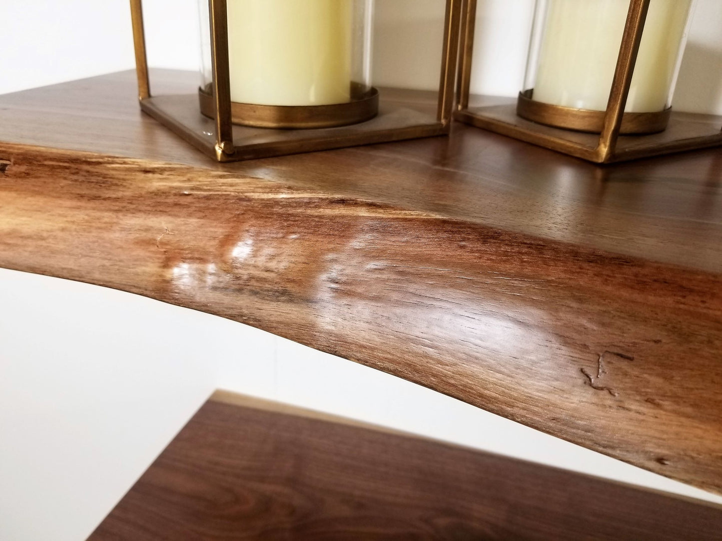 ZimBOARDS Solid Black Walnut Live-Edge Floating Shelves - 