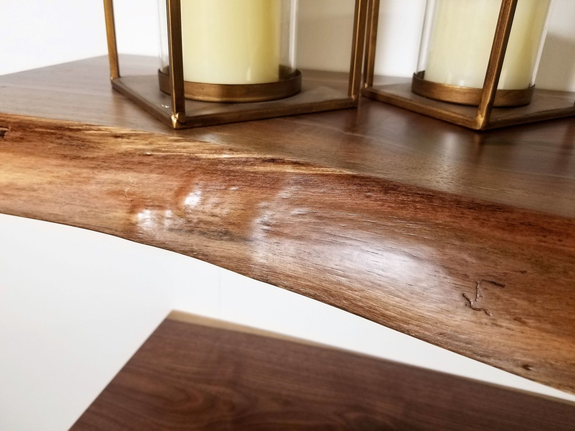 ZimBOARDS Solid Black Walnut Live-Edge Floating Shelves - 
