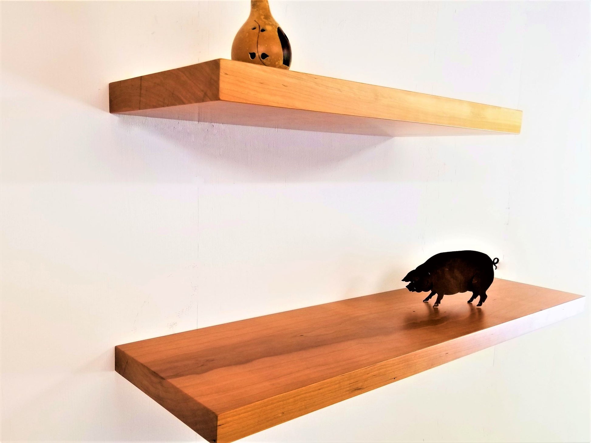 ZimBOARDS Solid Solid Wild Cherry Flat-Edge Floating Shelves