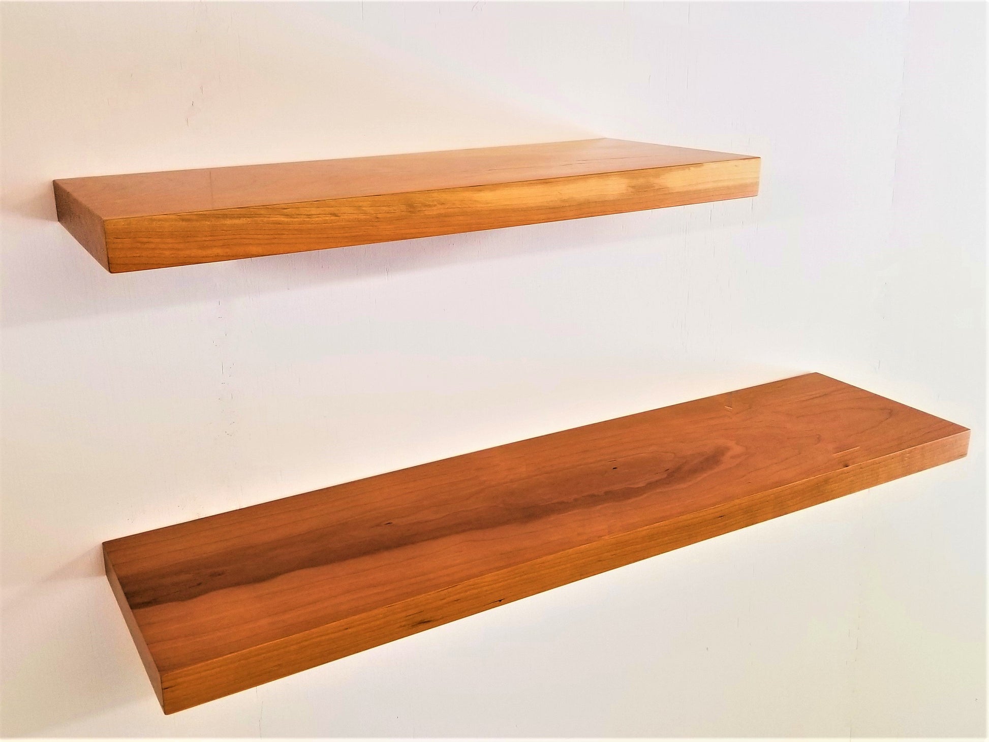 ZimBOARDS Solid Solid Wild Cherry Flat-Edge Floating Shelves