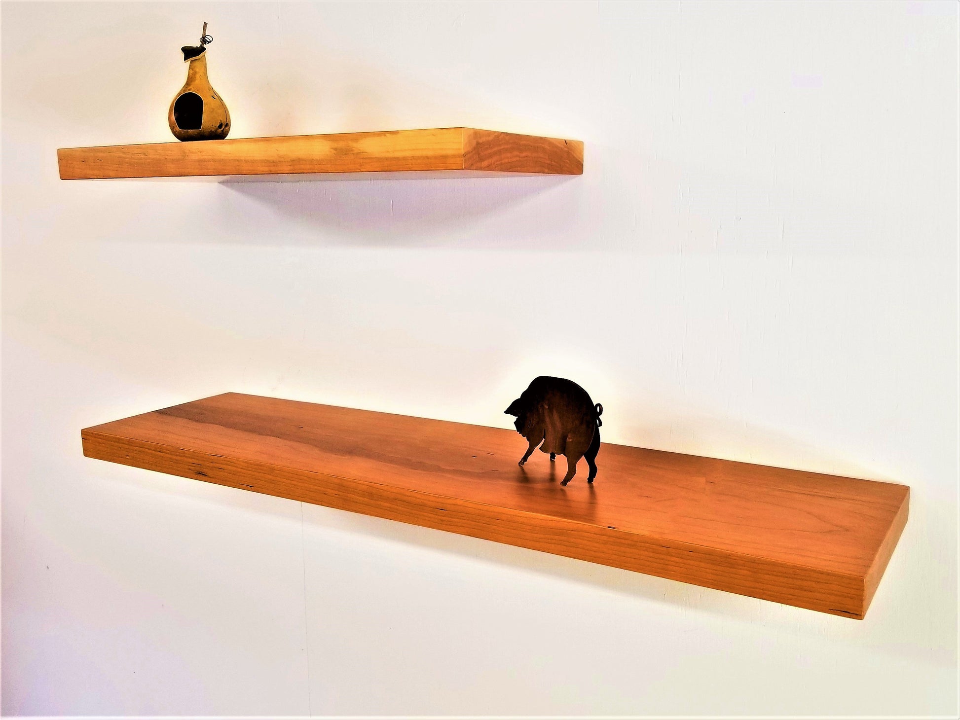 ZimBOARDS Solid Solid Wild Cherry Flat-Edge Floating Shelves