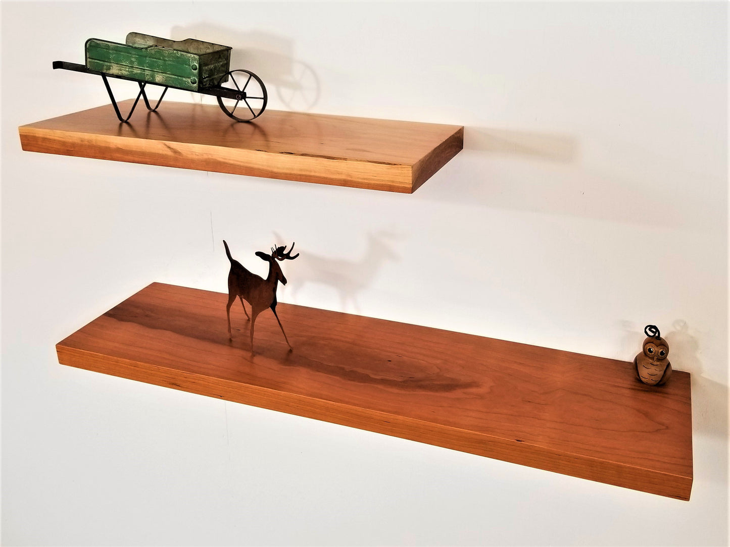 ZimBOARDS Solid Solid Wild Cherry Flat-Edge Floating Shelves