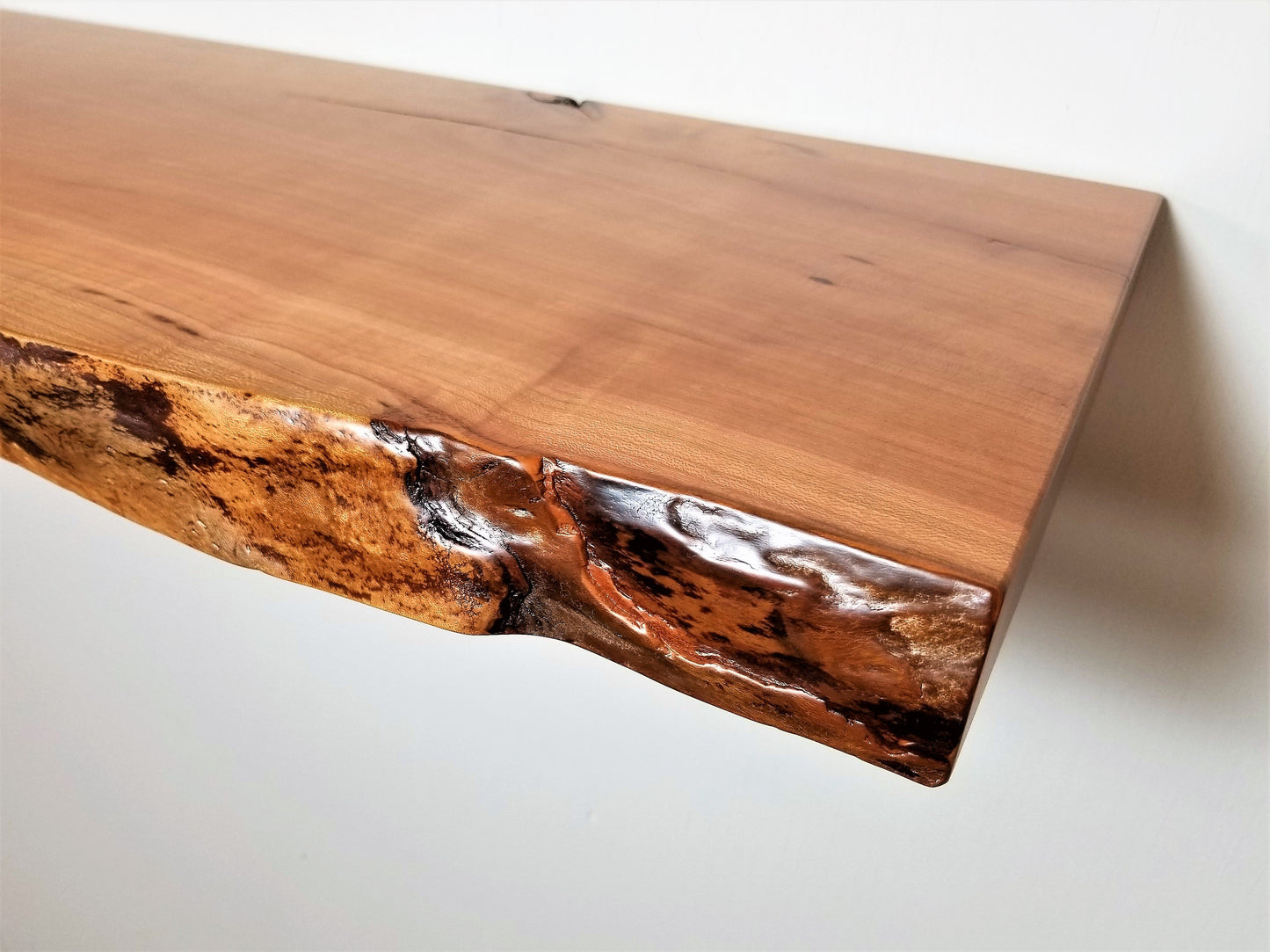ZimBOARDS  Solid wood Wild Cherry Live Edge Floating Shelves