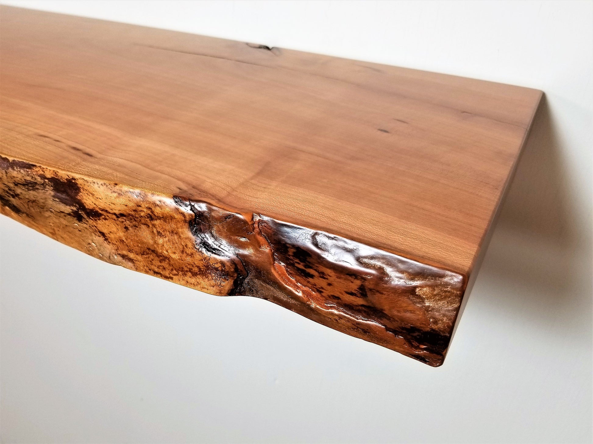 ZimBOARDS  Solid wood Wild Cherry Live Edge Floating Shelves