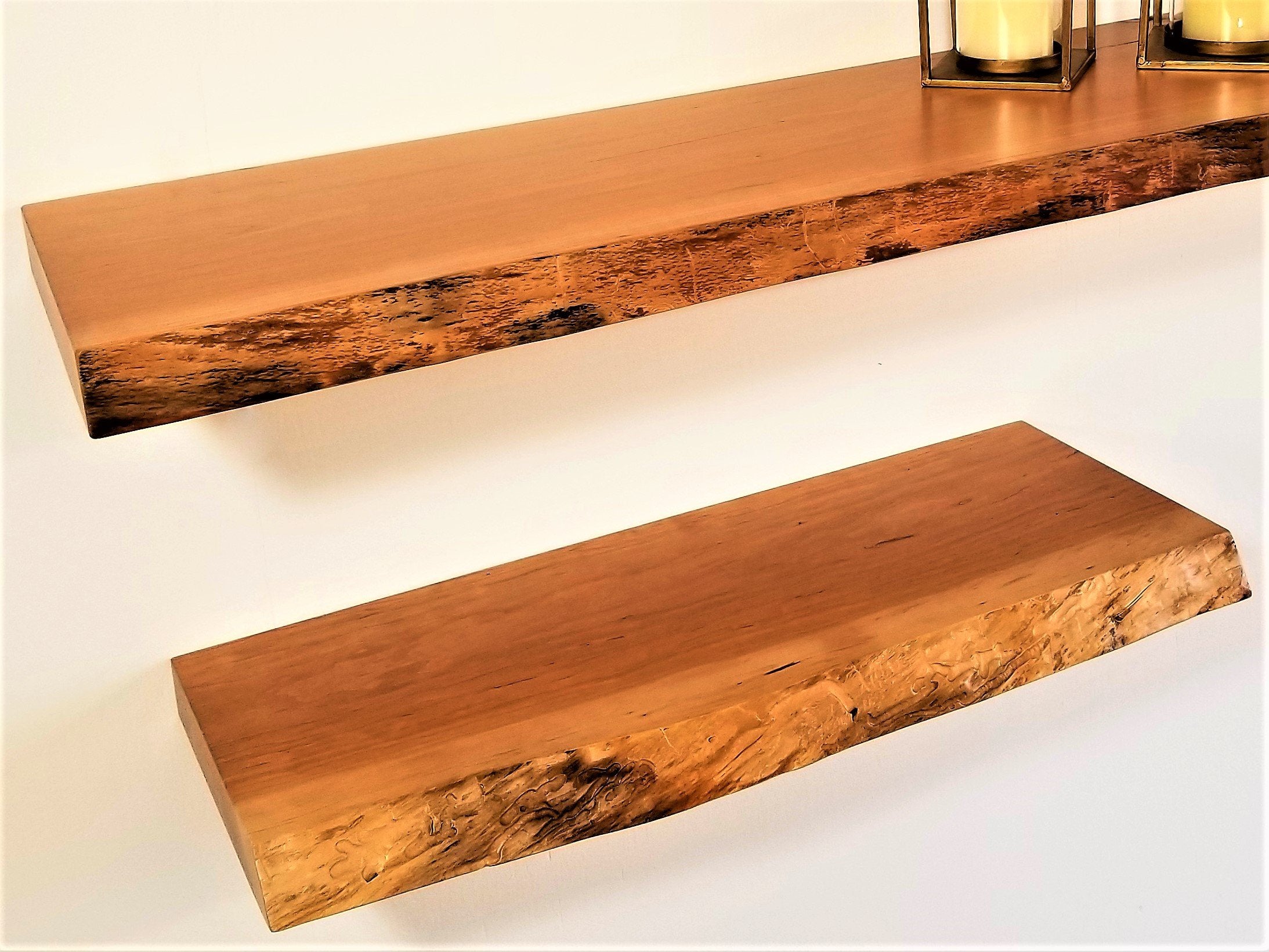 ZimBOARDS Solid Solid Wild Cherry Live-Edge Floating Shelves